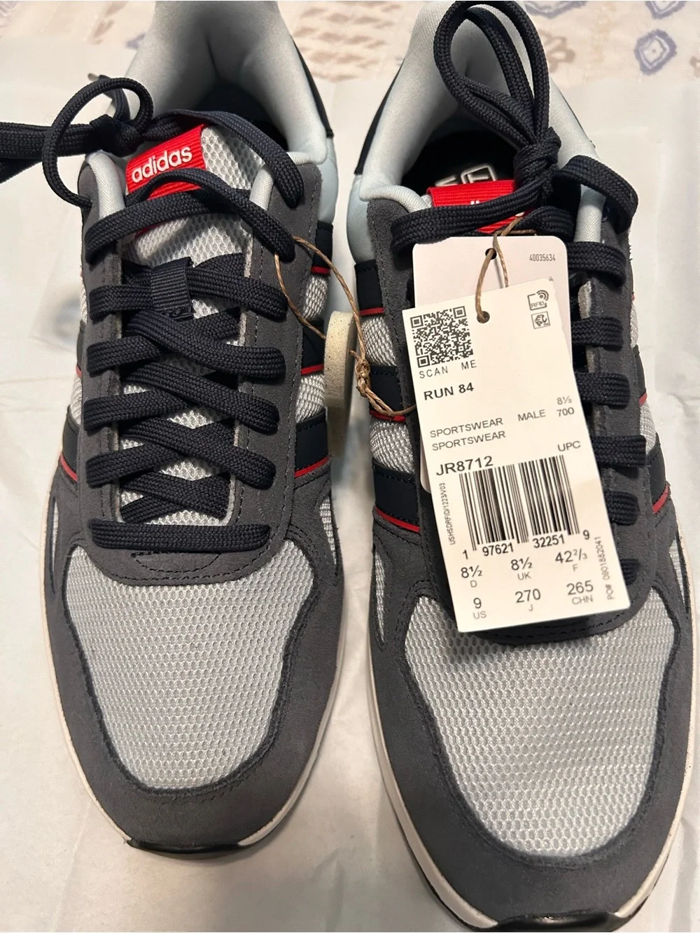 adidas Gray and Red Cloudfoam Comfort Running Shoes